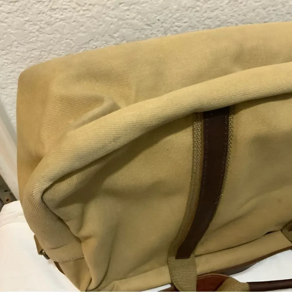 LL BEAN KHAKI CANVAS BROWN LEATHER 18